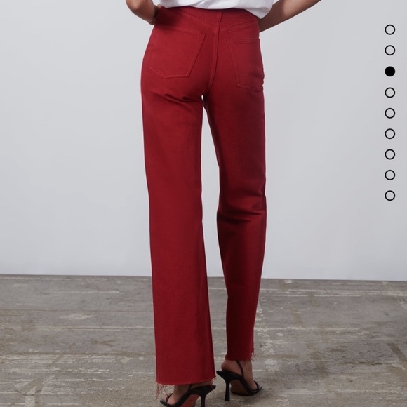 Zara The 90’s Full Length Red Jeans - Picture 3 of 3